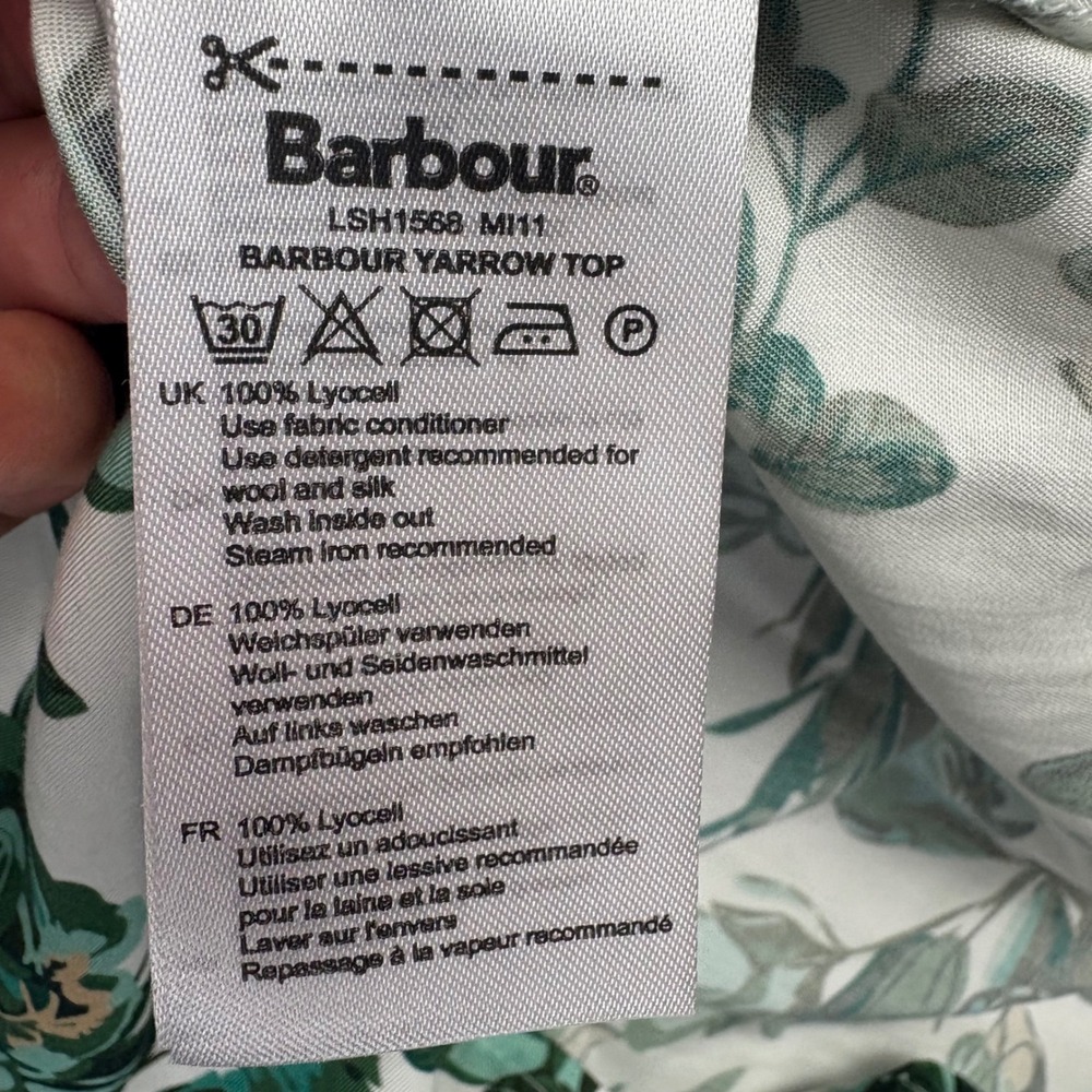 NEW Barbour Yarrow Top Floral Blouse Button Down Puff Balloon Sleeve Womens Sz 6 - Picture 10 of 14